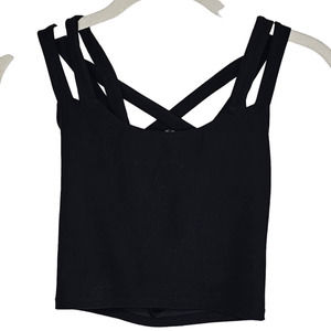 Wolven Threads Women's Cross Crop Top Black Brami Tank XS NWT